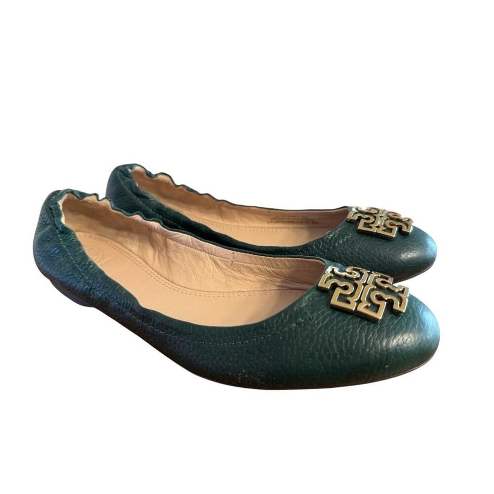 Tory Burch Melinda Ballet Flat Green Leather Women size 8